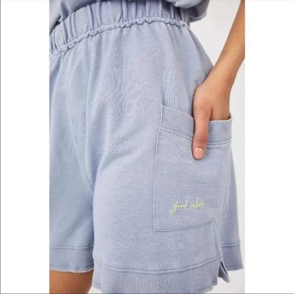 Free People Light Blue Elastic Waist Pocket Shorts